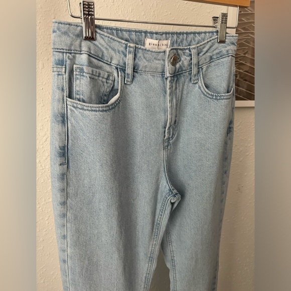 Gianni Bini - x Nastia Liukin Anna Denim Straight Leg Feather Detail Jeans NWT - Picture 6 of 14